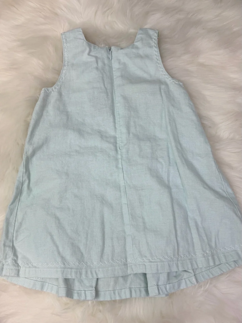 Carters Vintage Floral Embroidered Blue Girls Dress Size 18 Months